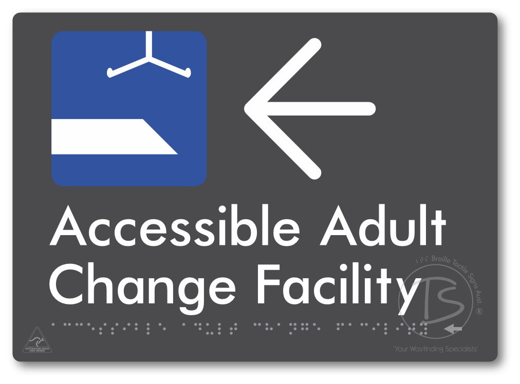 Accessible Adult Change Facility with Large Directional Arrow