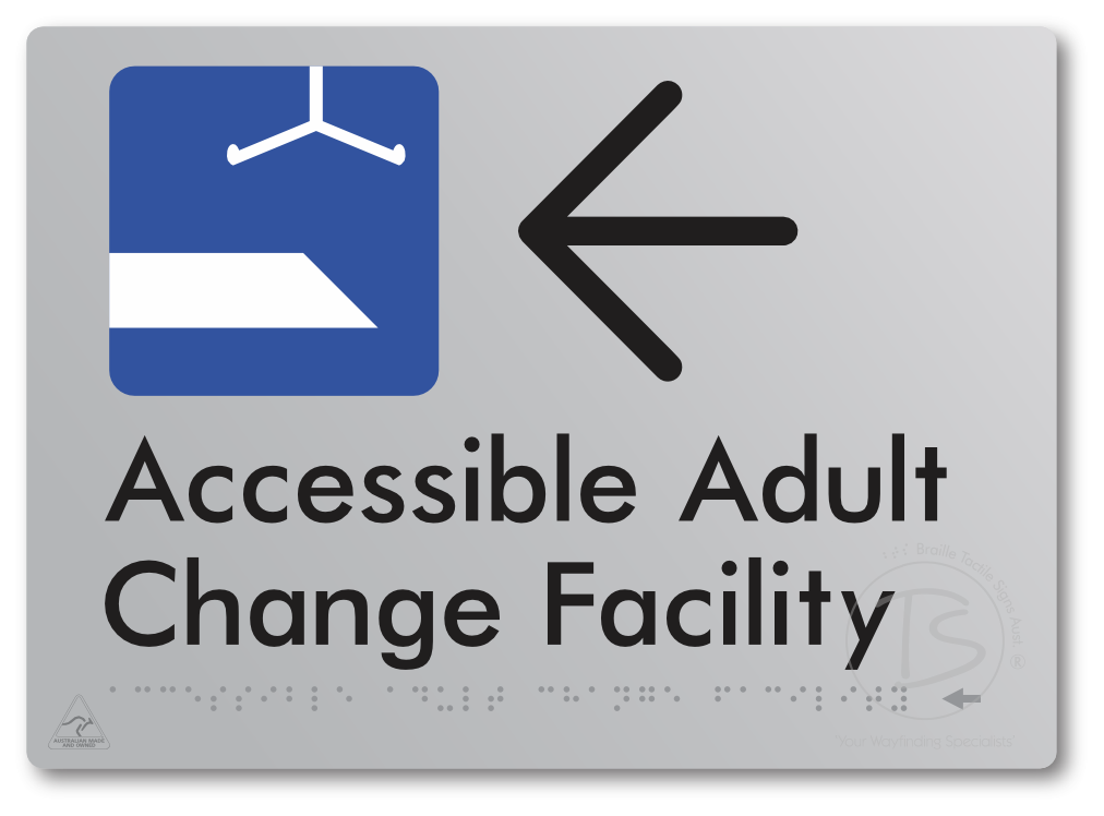 Accessible Adult Change Facility with Large Directional Arrow