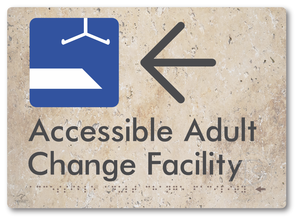 Accessible Adult Change Facility with Large Directional Arrow