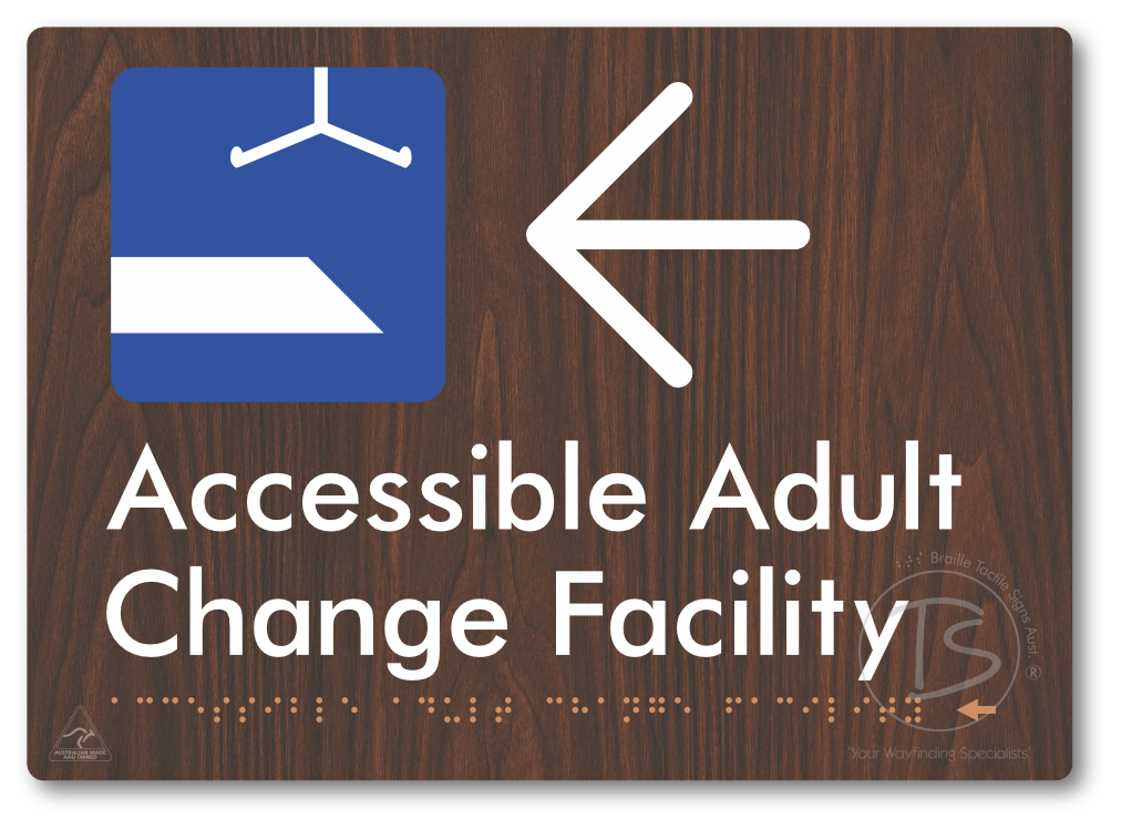 Accessible Adult Change Facility with Large Directional Arrow