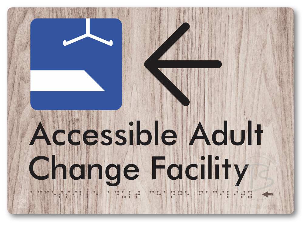 Accessible Adult Change Facility with Large Directional Arrow