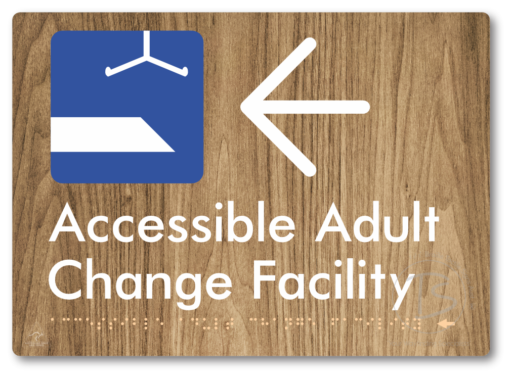 Accessible Adult Change Facility with Large Directional Arrow