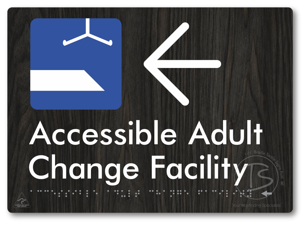 Accessible Adult Change Facility with Large Directional Arrow
