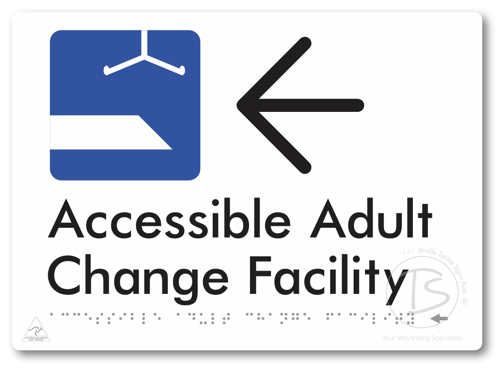 Accessible Adult Change Facility with Large Directional Arrow