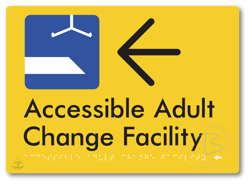 Accessible Adult Change Facility with Large Directional Arrow
