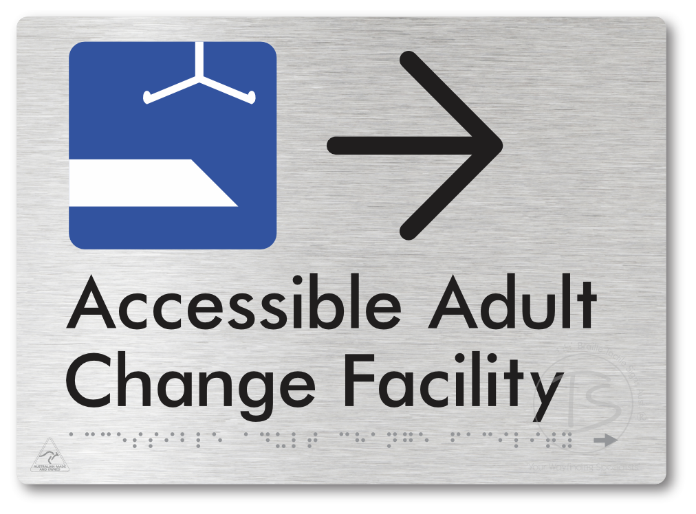 Accessible Adult Change Facility with Large Directional Arrow