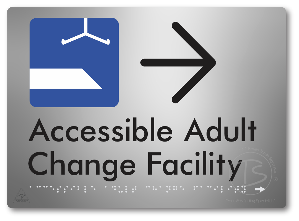 Accessible Adult Change Facility with Large Directional Arrow