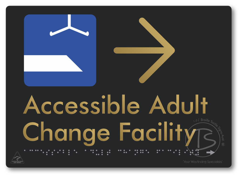 Accessible Adult Change Facility with Large Directional Arrow