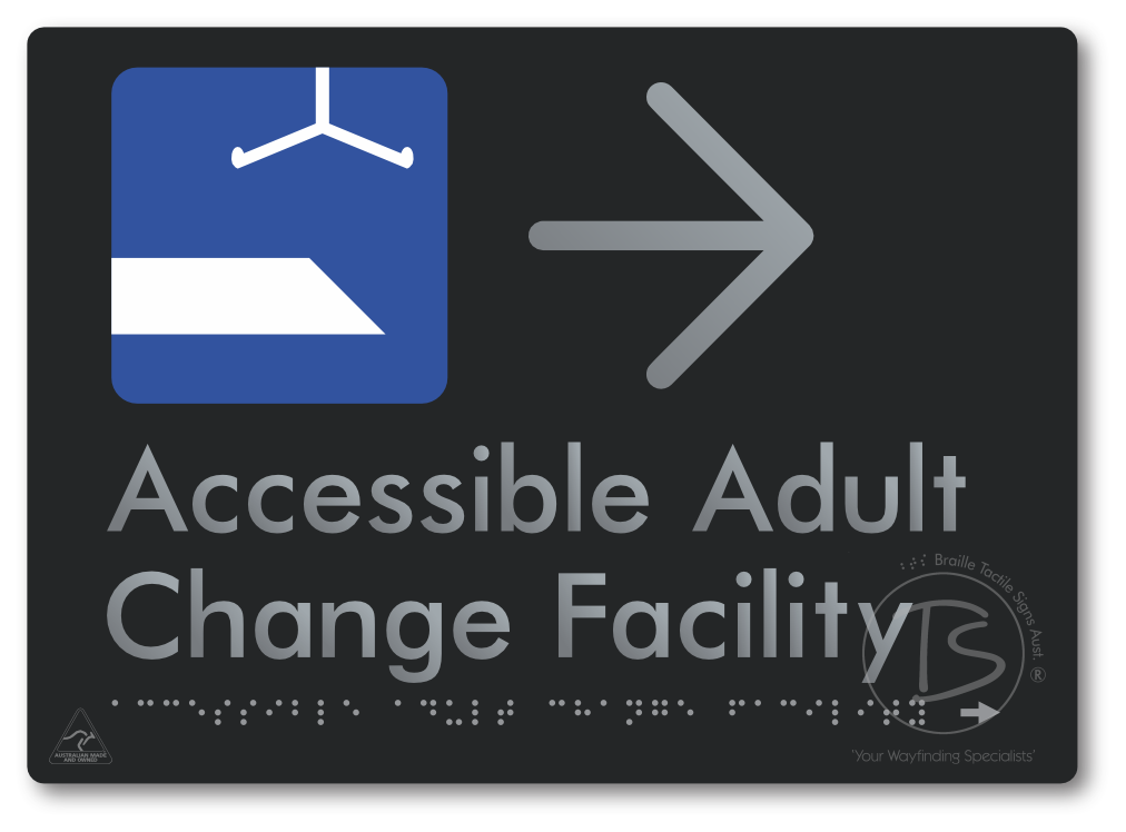 Accessible Adult Change Facility with Large Directional Arrow