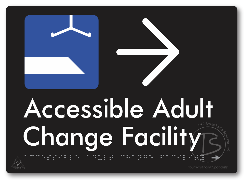 Accessible Adult Change Facility with Large Directional Arrow