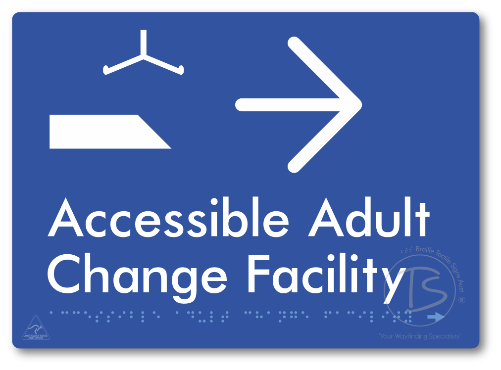 Accessible Adult Change Facility with Large Directional Arrow