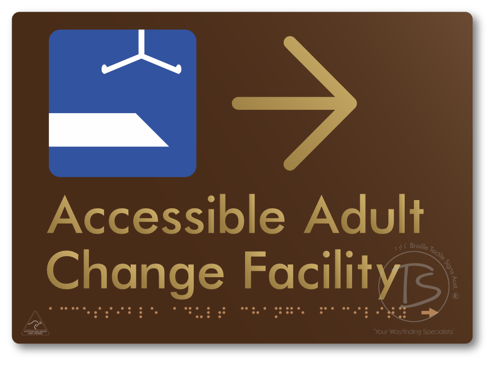 Accessible Adult Change Facility with Large Directional Arrow