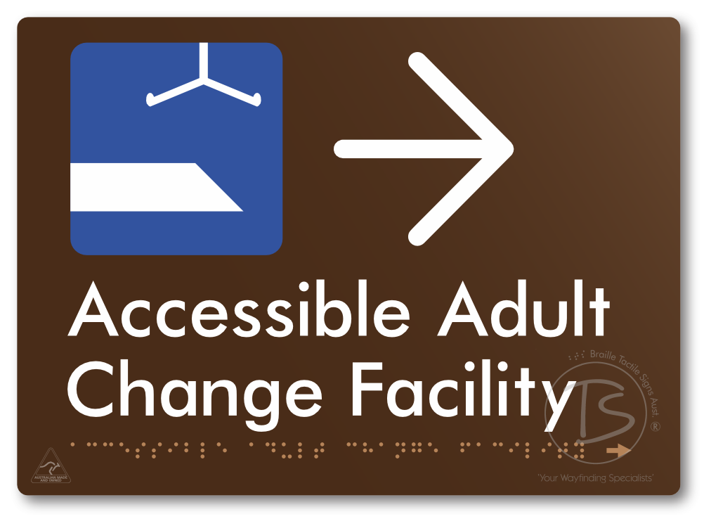Accessible Adult Change Facility with Large Directional Arrow
