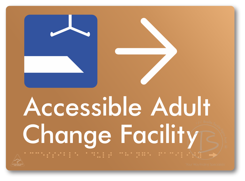 Accessible Adult Change Facility with Large Directional Arrow