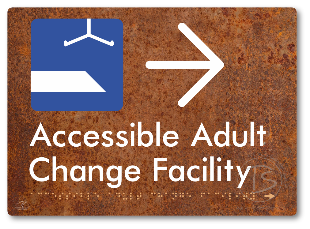Accessible Adult Change Facility with Large Directional Arrow