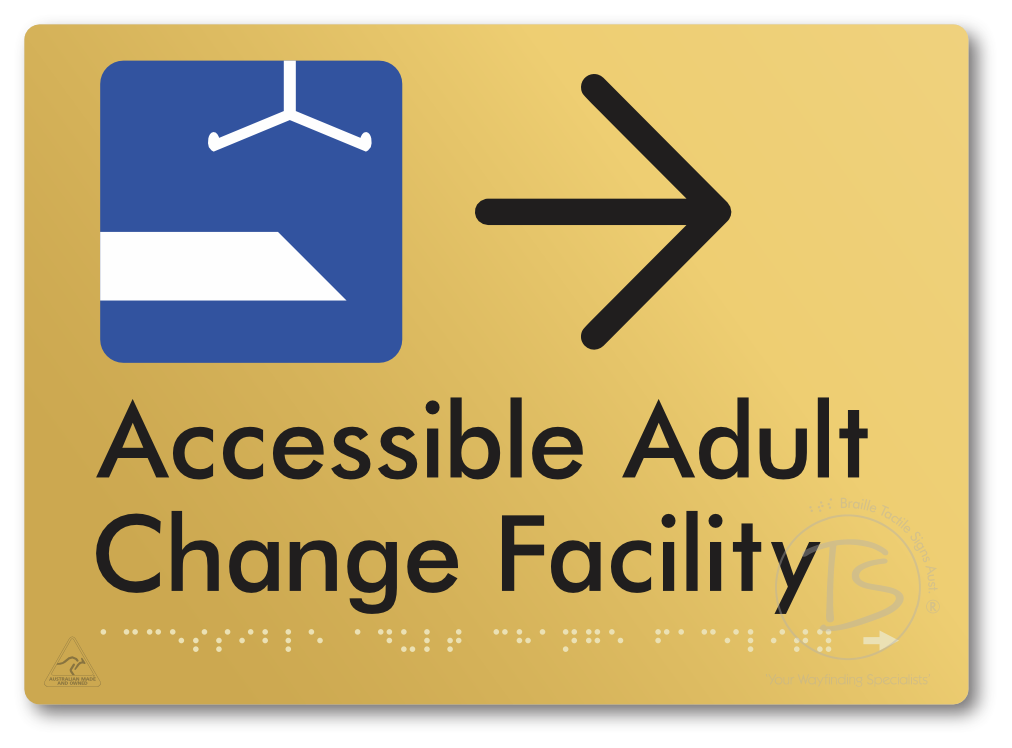 Accessible Adult Change Facility with Large Directional Arrow