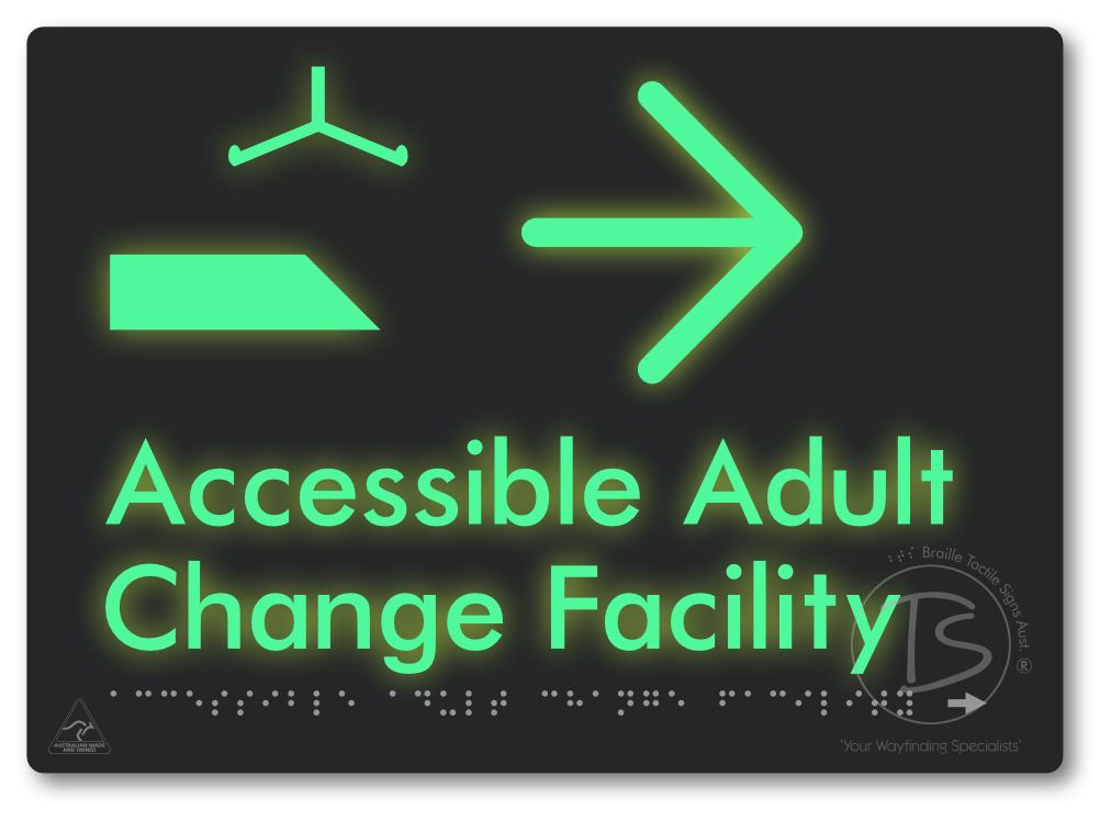 Accessible Adult Change Facility with Large Directional Arrow