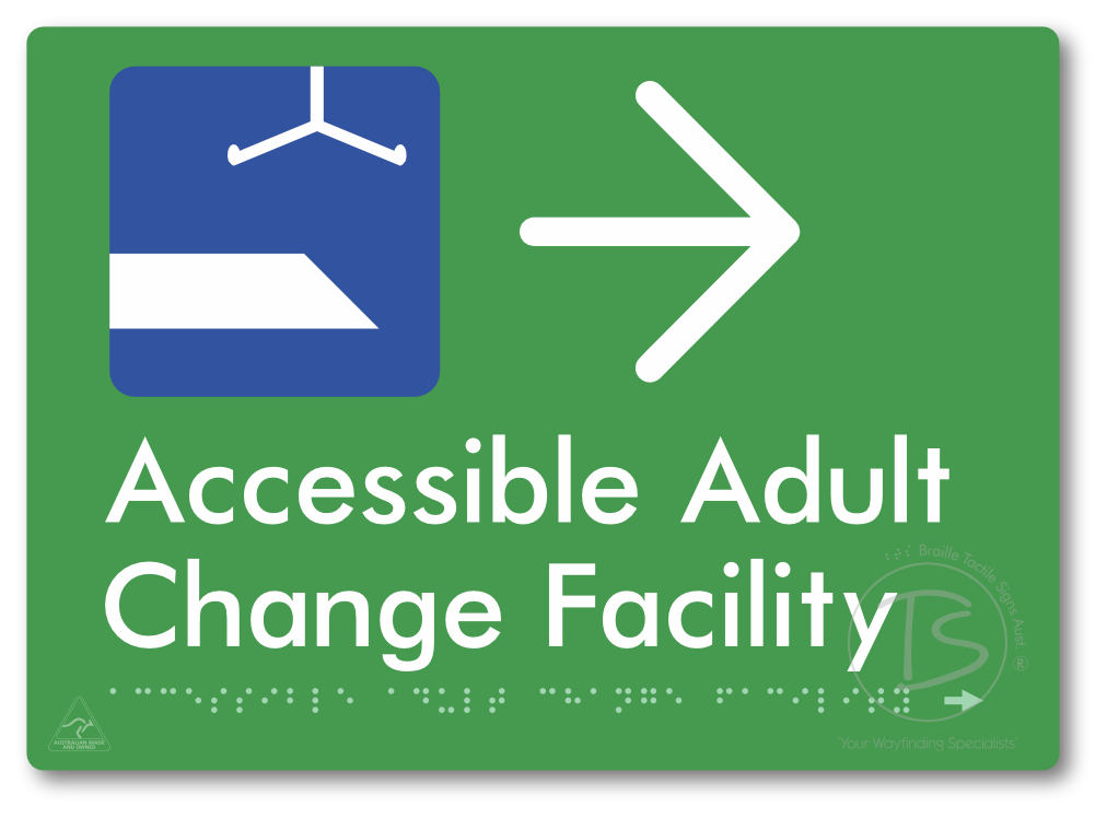 Accessible Adult Change Facility with Large Directional Arrow