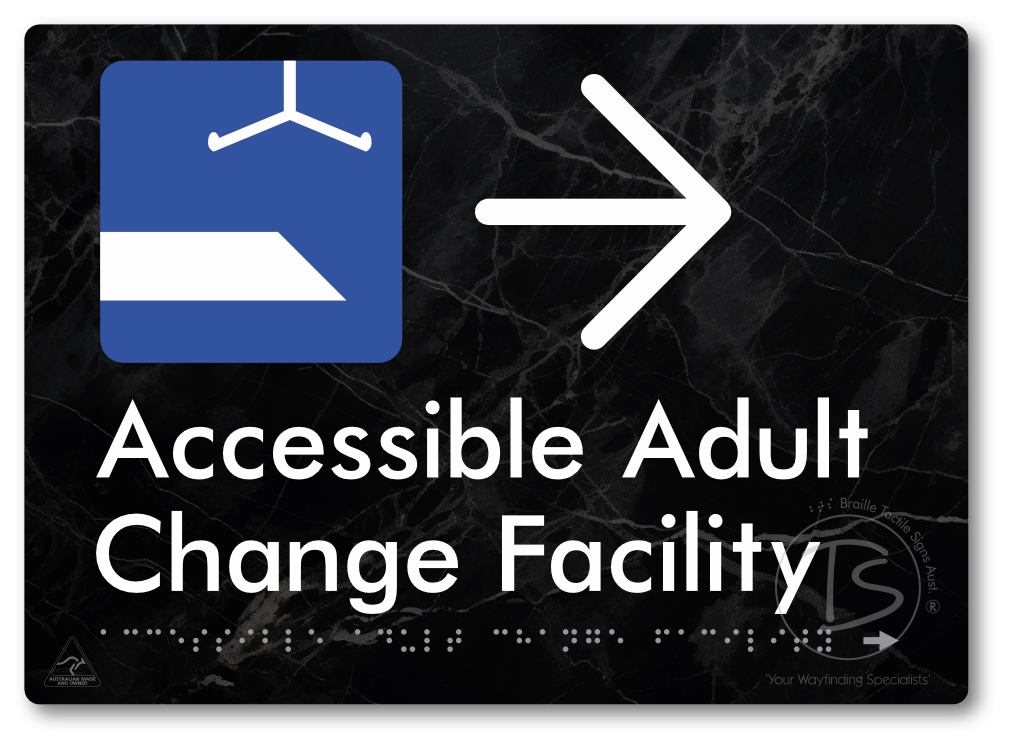 Accessible Adult Change Facility with Large Directional Arrow