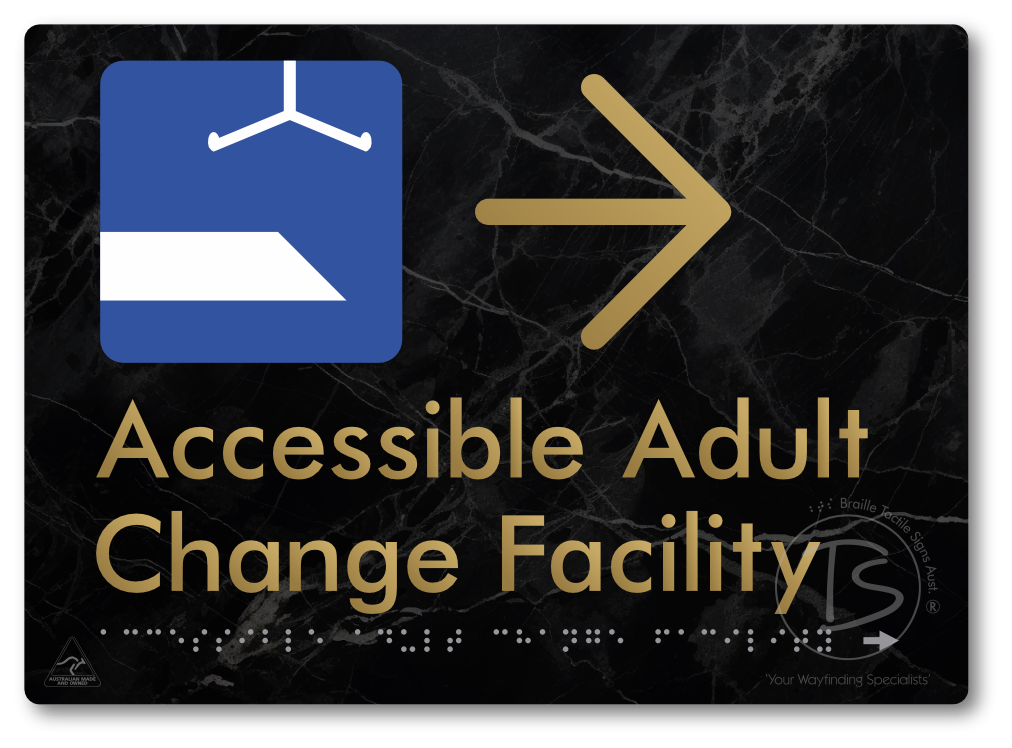 Accessible Adult Change Facility with Large Directional Arrow