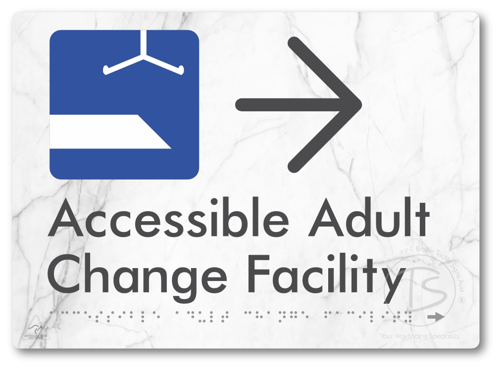 Accessible Adult Change Facility with Large Directional Arrow