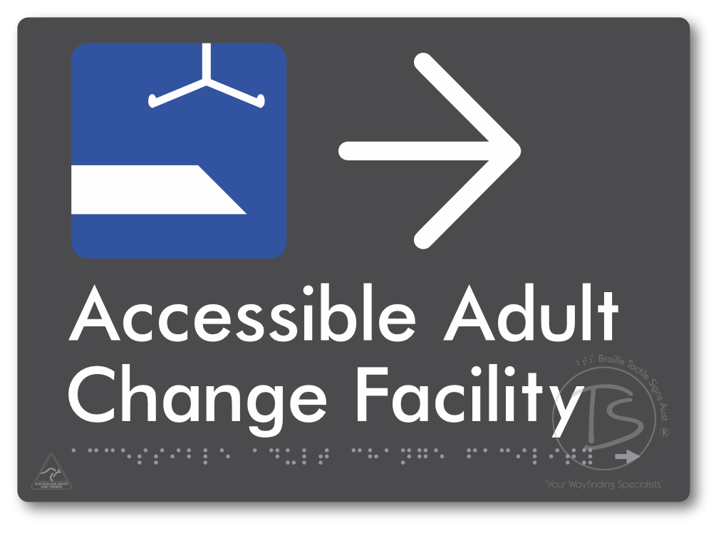 Accessible Adult Change Facility with Large Directional Arrow