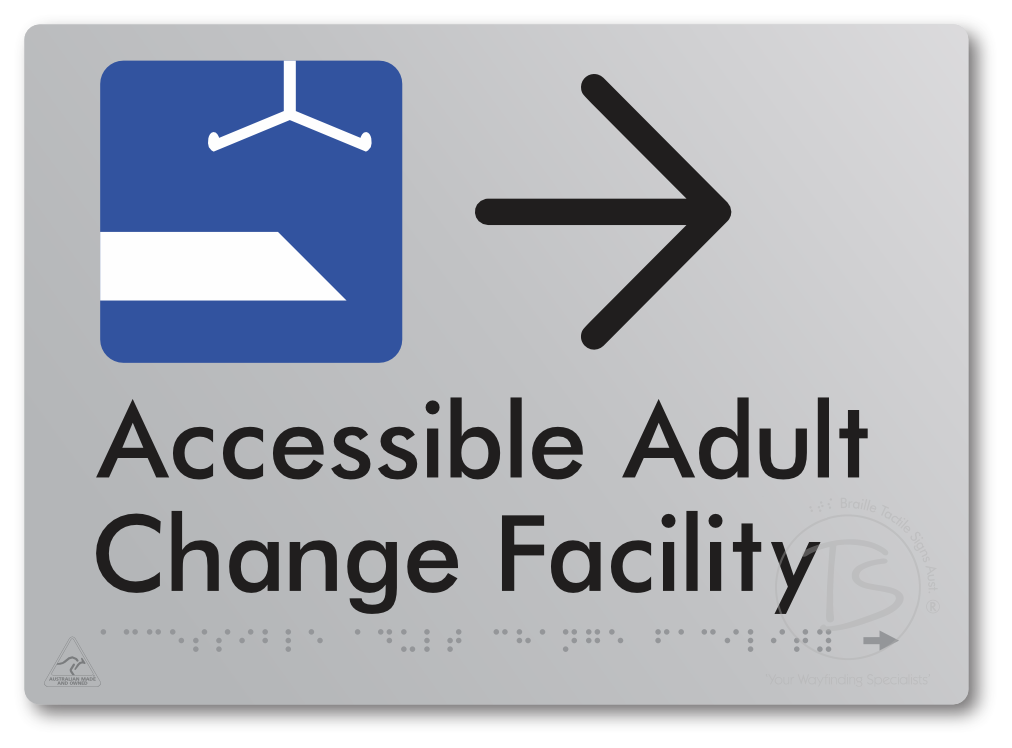 Accessible Adult Change Facility with Large Directional Arrow