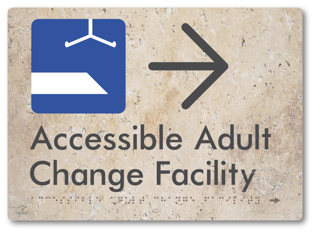 Accessible Adult Change Facility with Large Directional Arrow