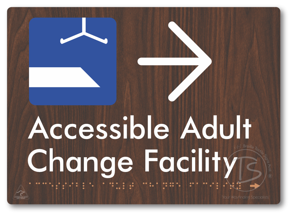 Accessible Adult Change Facility with Large Directional Arrow