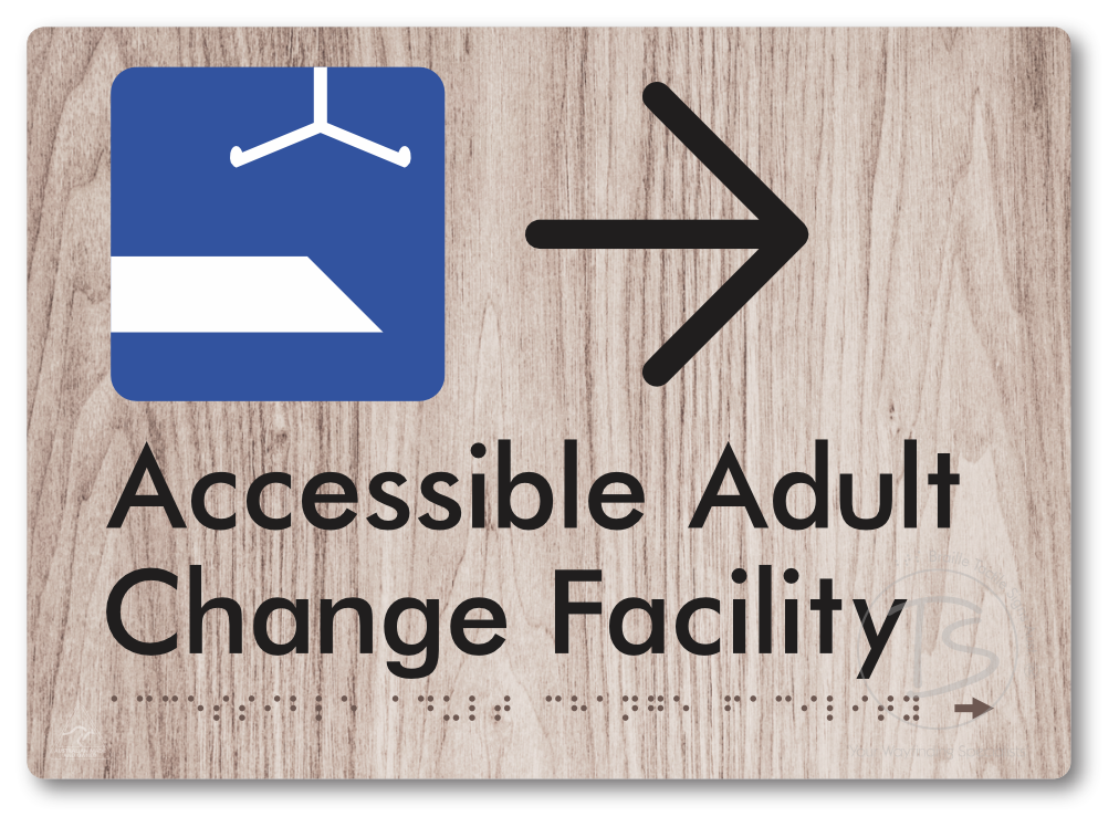 Accessible Adult Change Facility with Large Directional Arrow
