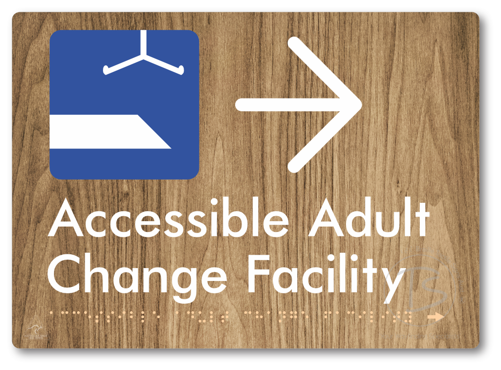 Accessible Adult Change Facility with Large Directional Arrow
