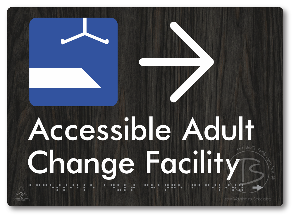 Accessible Adult Change Facility with Large Directional Arrow