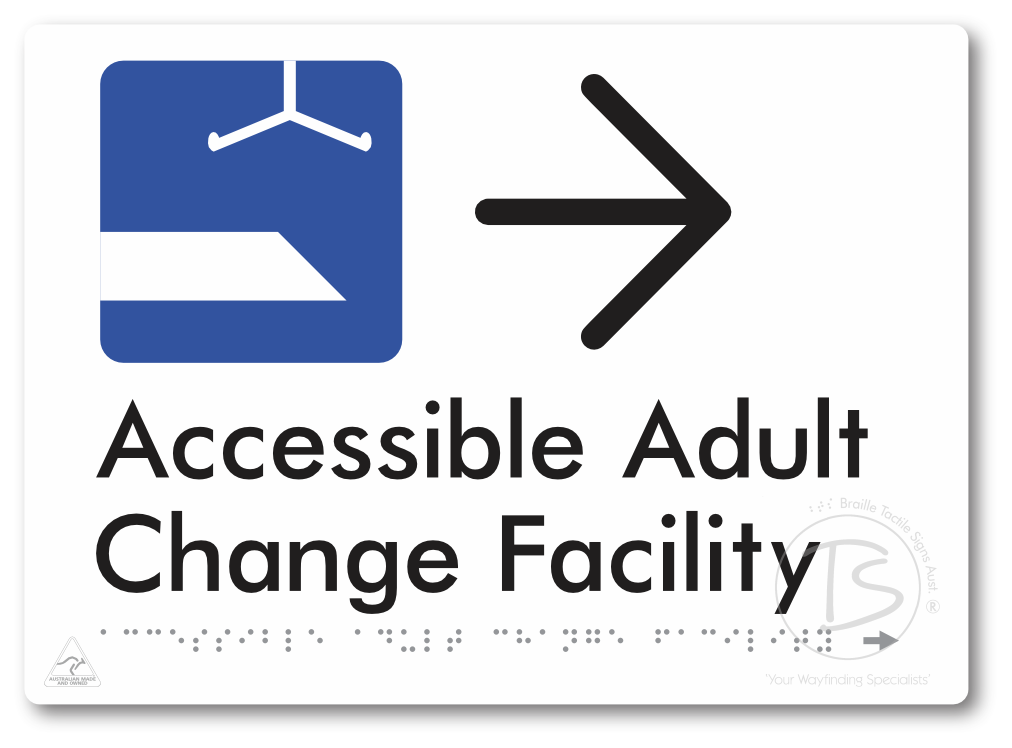Accessible Adult Change Facility with Large Directional Arrow