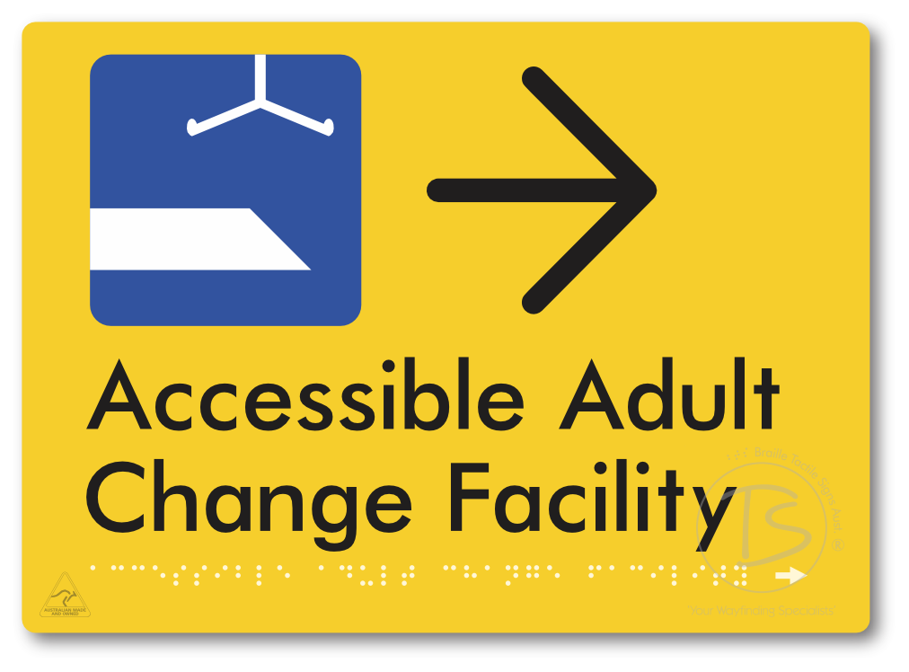 Accessible Adult Change Facility with Large Directional Arrow