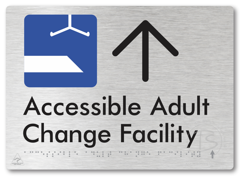Accessible Adult Change Facility with Large Directional Arrow