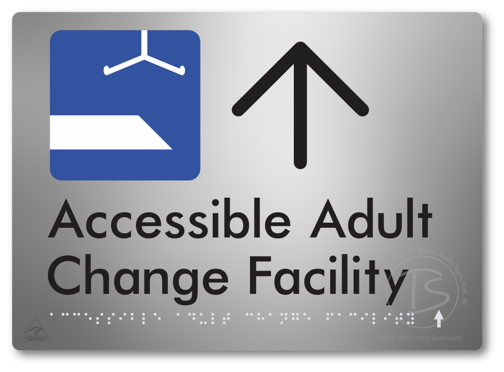 Accessible Adult Change Facility with Large Directional Arrow