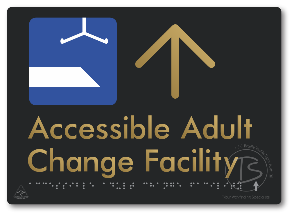 Accessible Adult Change Facility with Large Directional Arrow