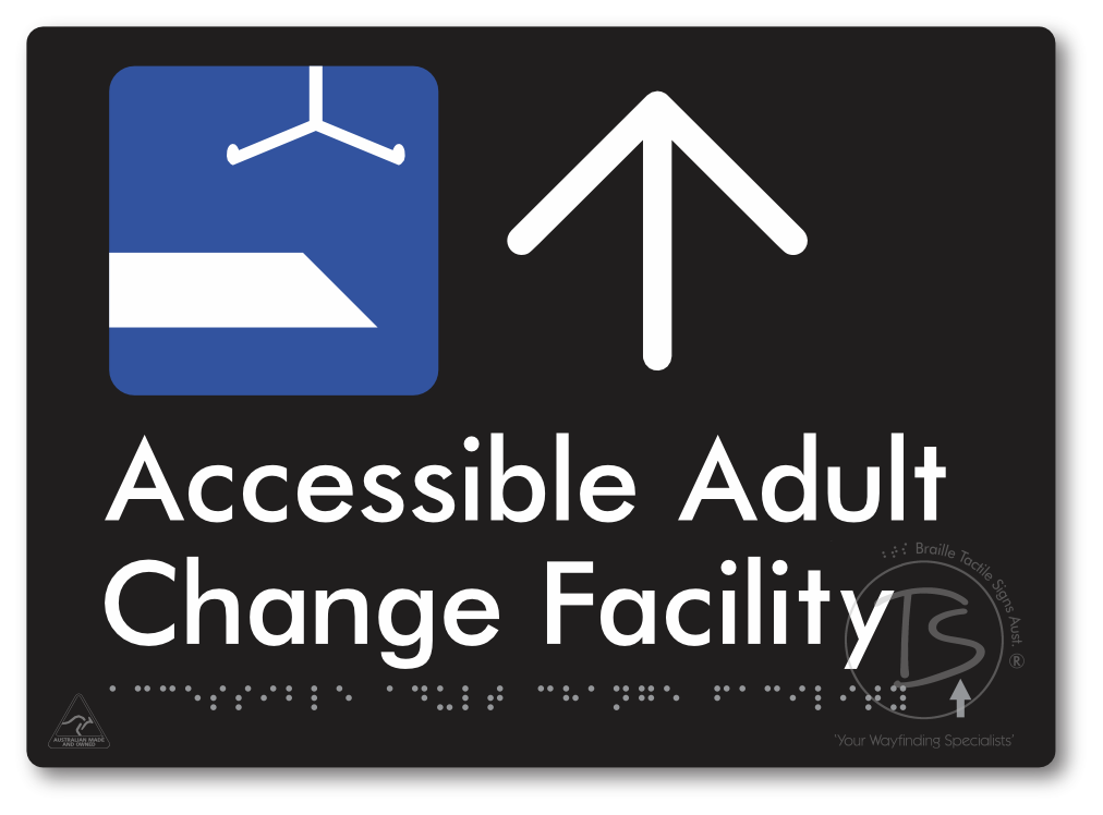 Accessible Adult Change Facility with Large Directional Arrow
