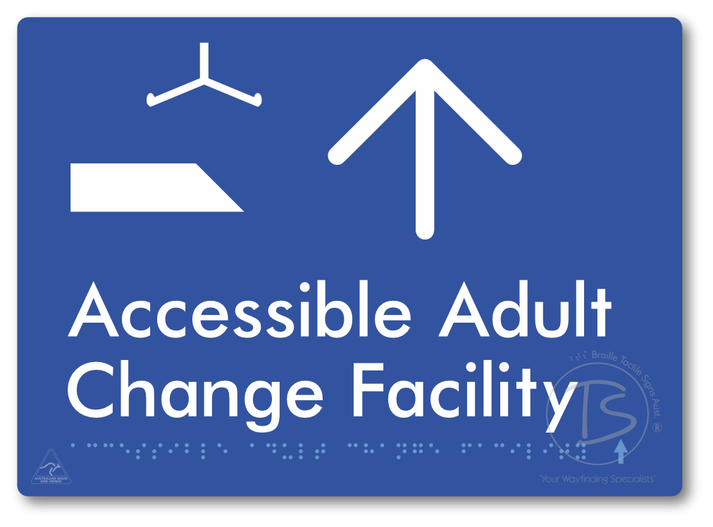 Accessible Adult Change Facility with Large Directional Arrow