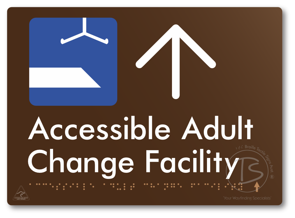 Accessible Adult Change Facility with Large Directional Arrow