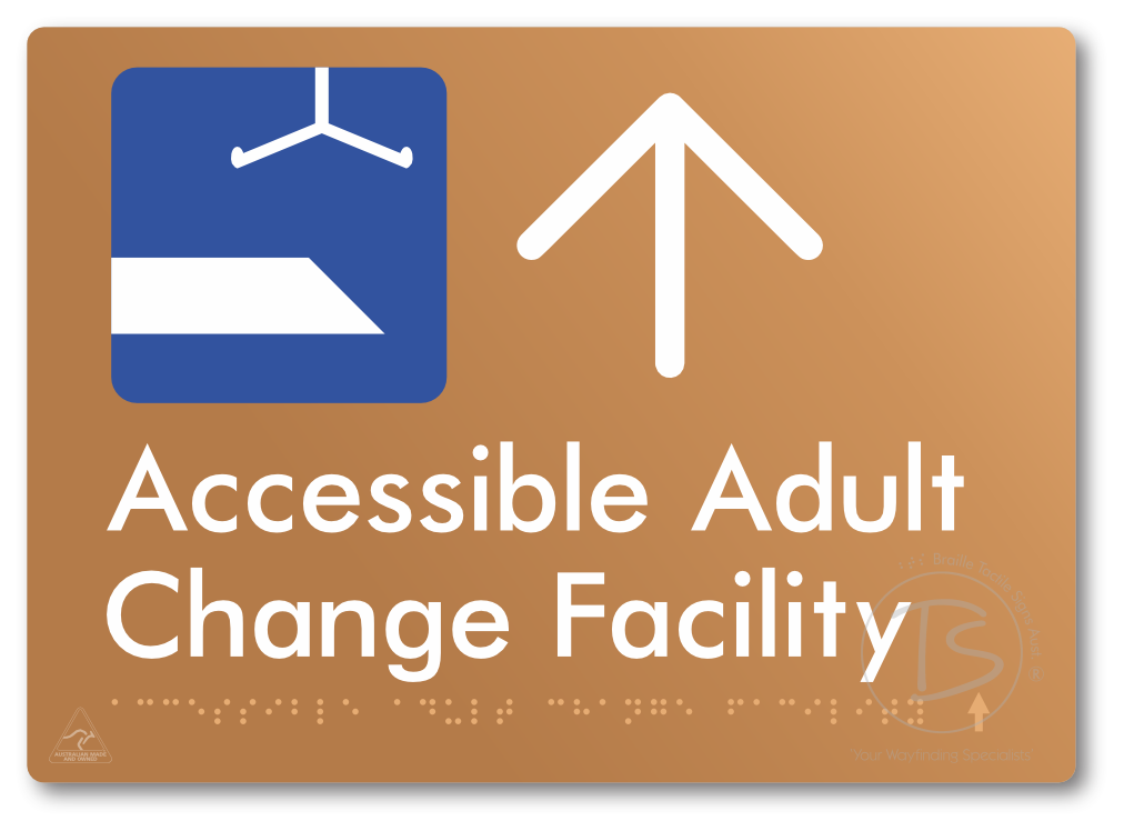 Accessible Adult Change Facility with Large Directional Arrow