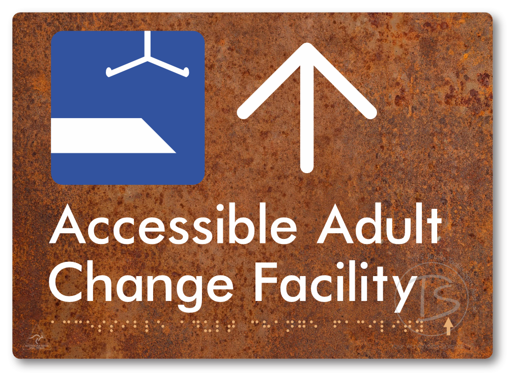 Accessible Adult Change Facility with Large Directional Arrow