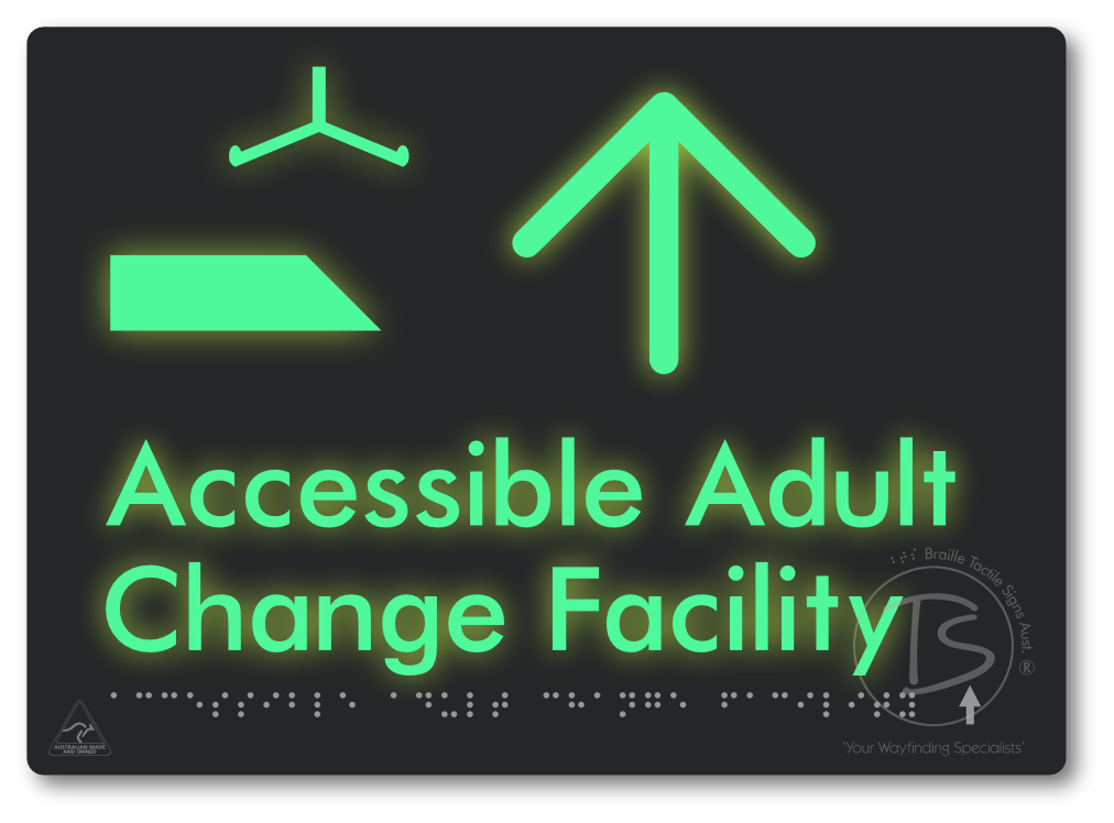 Accessible Adult Change Facility with Large Directional Arrow