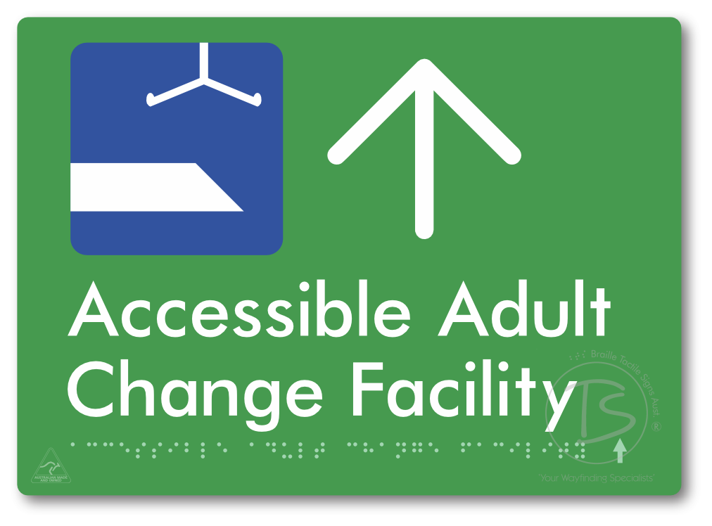 Accessible Adult Change Facility with Large Directional Arrow