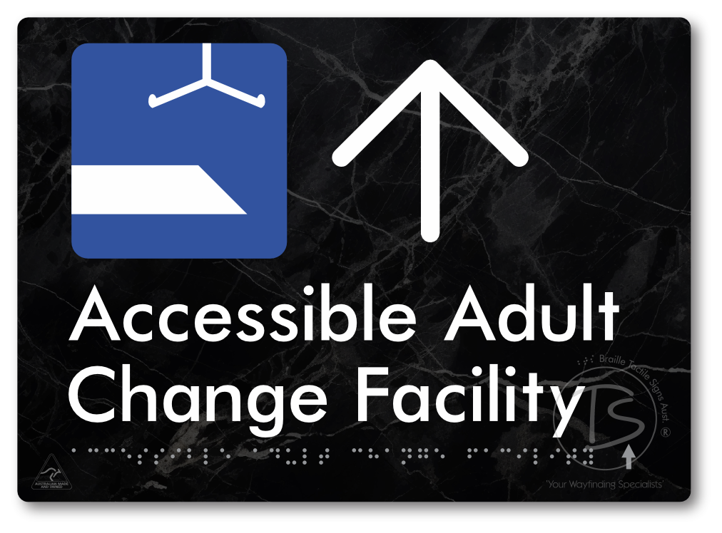 Accessible Adult Change Facility with Large Directional Arrow