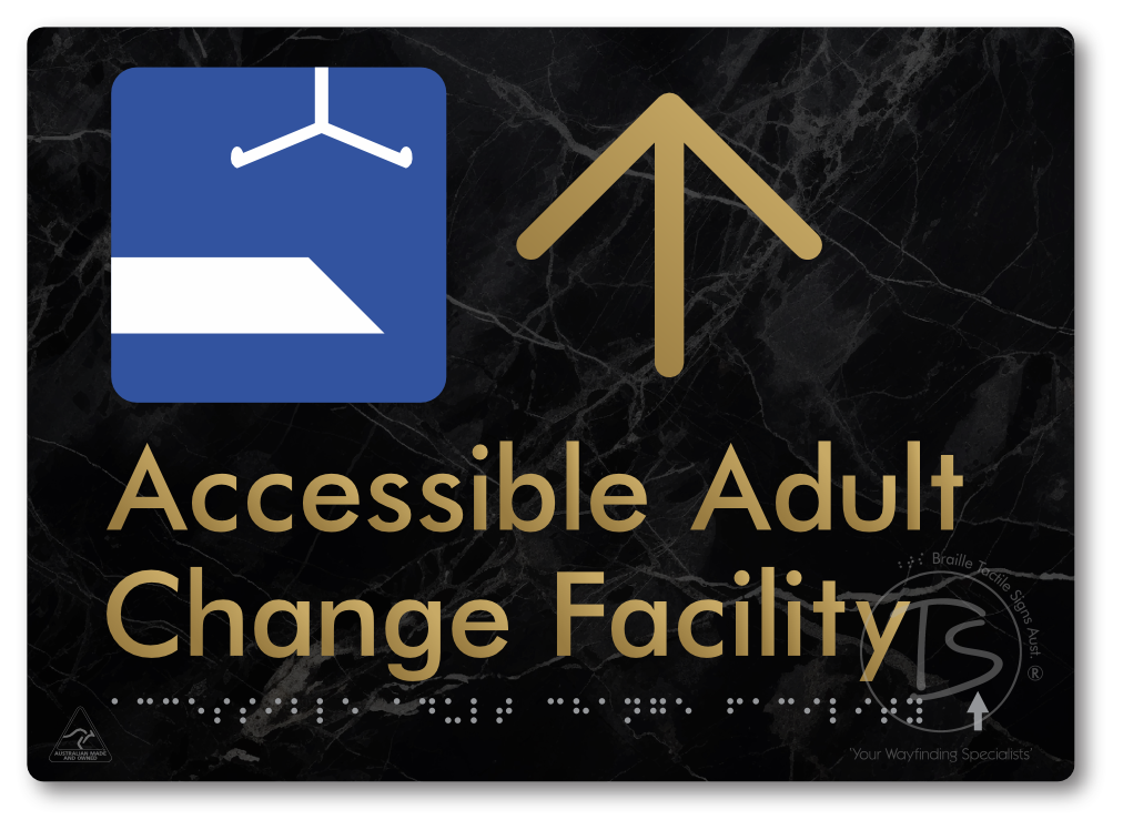 Accessible Adult Change Facility with Large Directional Arrow