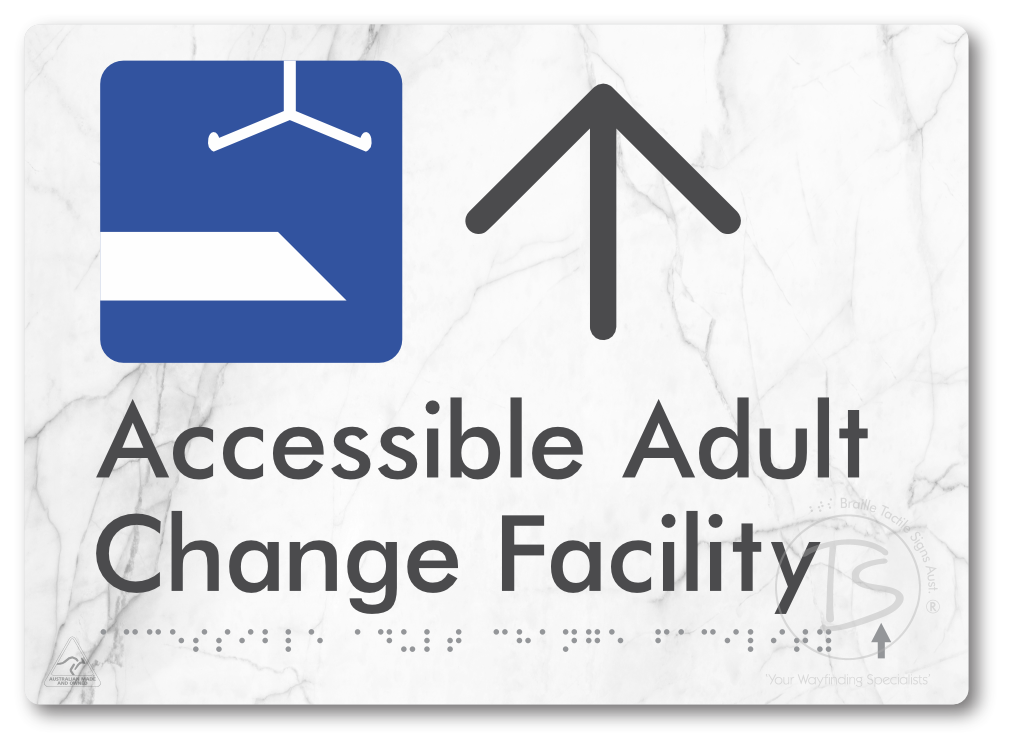 Accessible Adult Change Facility with Large Directional Arrow