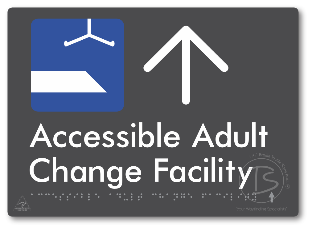Accessible Adult Change Facility with Large Directional Arrow