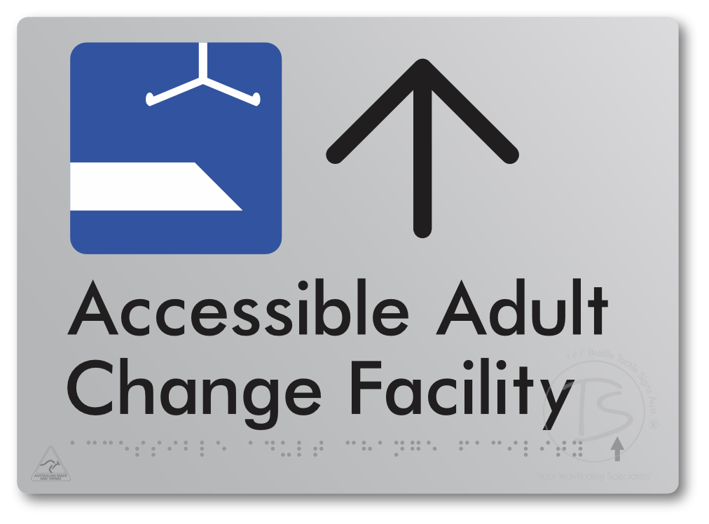 Accessible Adult Change Facility with Large Directional Arrow