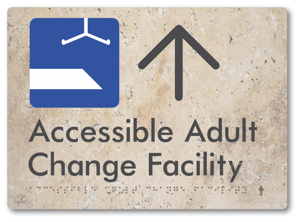 Accessible Adult Change Facility with Large Directional Arrow